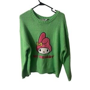 Hello Kitty Sweater Womens Green Pink Forever 21 My Melody Pullover Knit Small